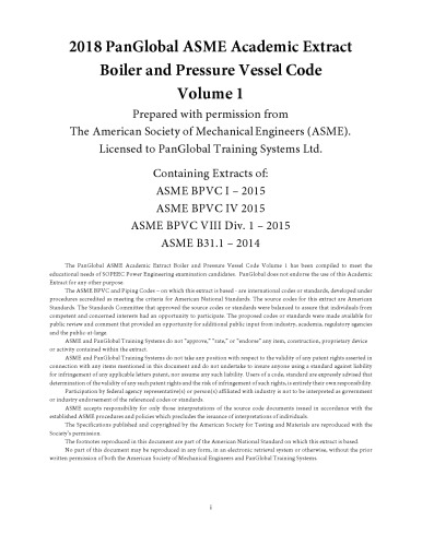 PanGlobal ASME Academic Extract Boiler and Pressure Vessel Code Volume 1 2018 - pdf