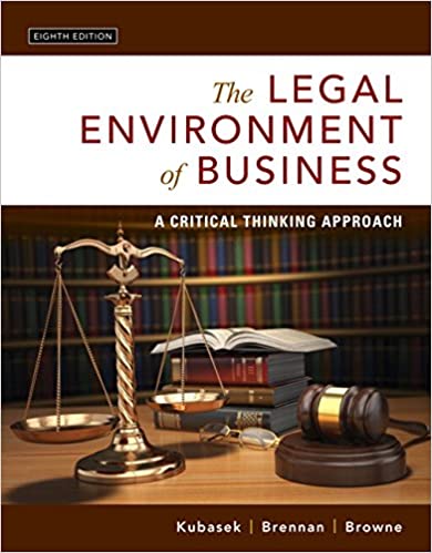 The Legal Environment of Business:  A Critical Thinking Approach (8th Edition) - Epub + Converted pdf