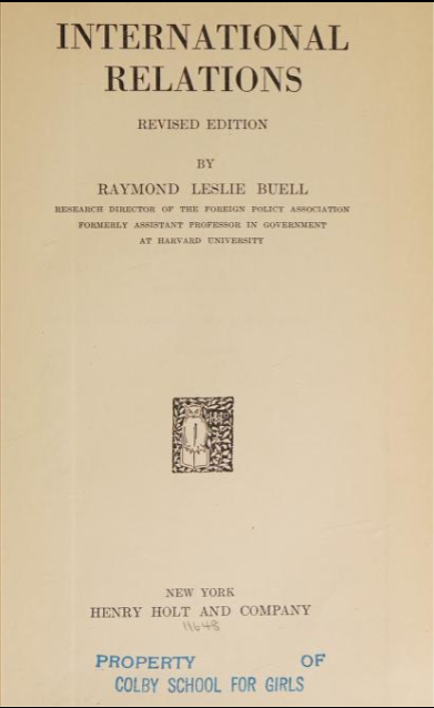International Relations BY Buell - Scanned Pdf with Ocr