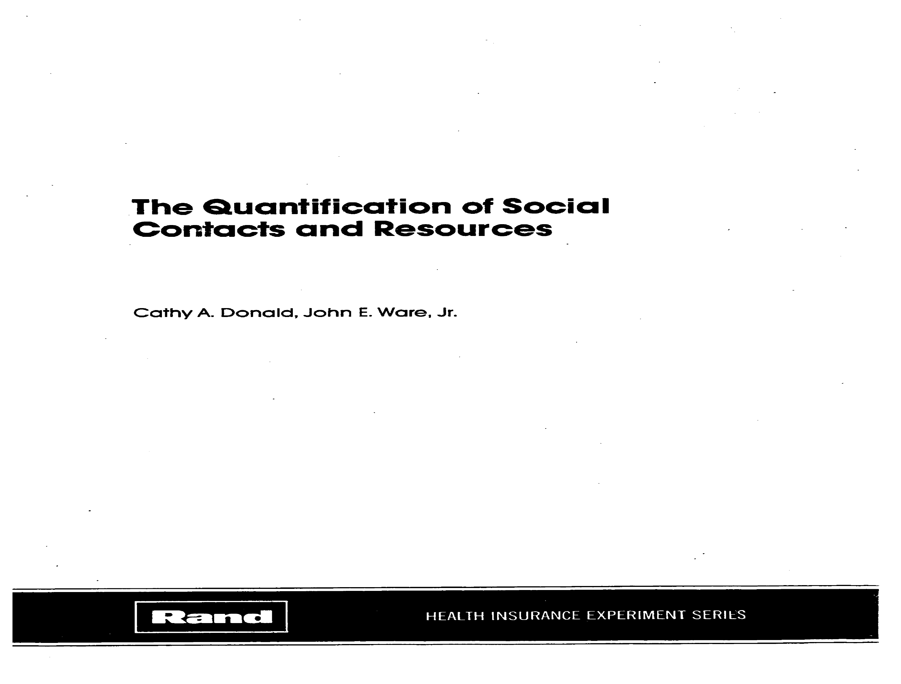 The Quantification of Social Contacts and Resources - Original PDF