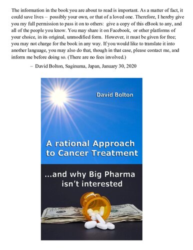 A Rational Approach to Cancer Treatment - and Why Big Pharma isn't interested - Original PDF