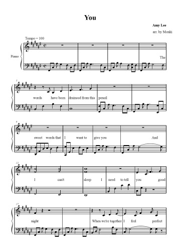Amy Lee (Evanescence) - You (sheet music) - PDF